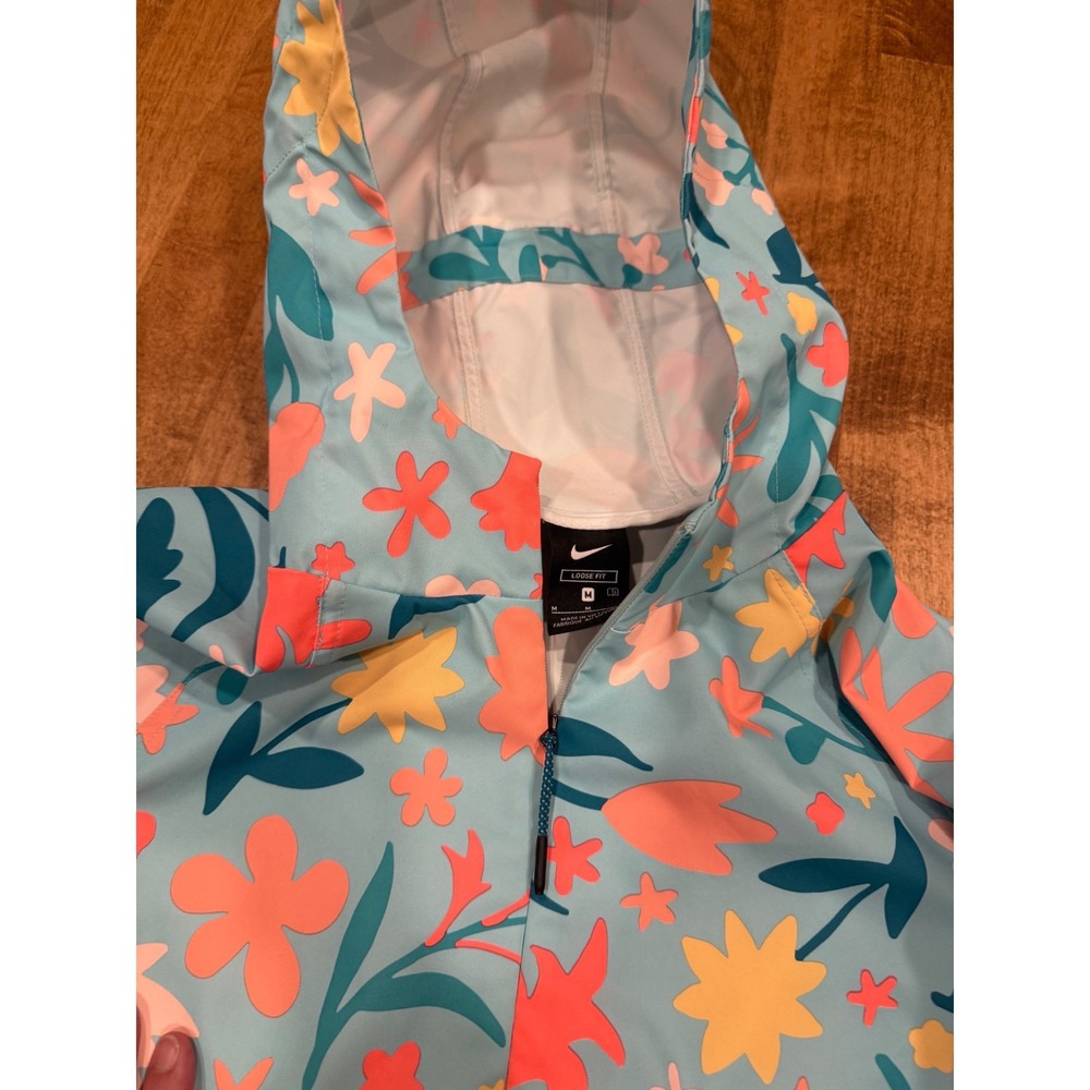 Nike Repel Floral Packable Golf Jacket Teal Orange Medium *read* - Picture 4 of 10